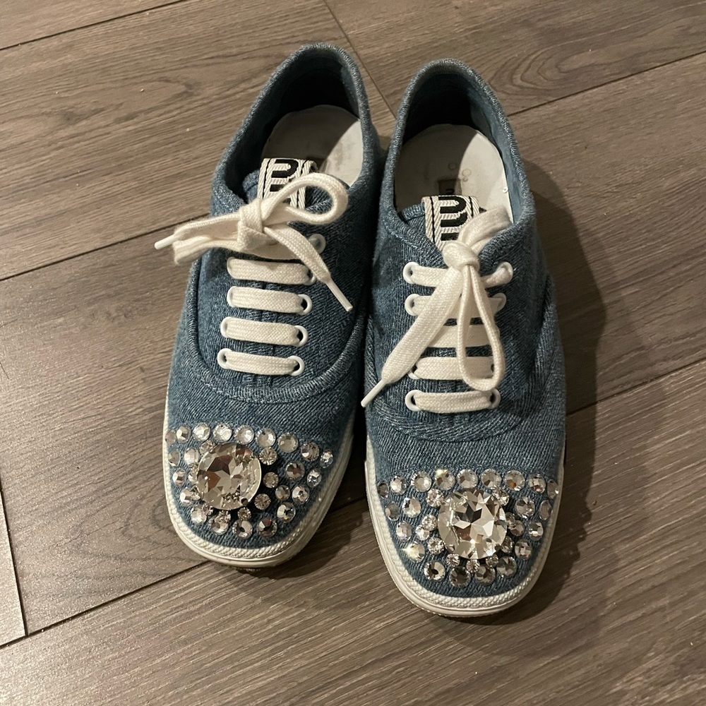 Current miu miu denim sneakers